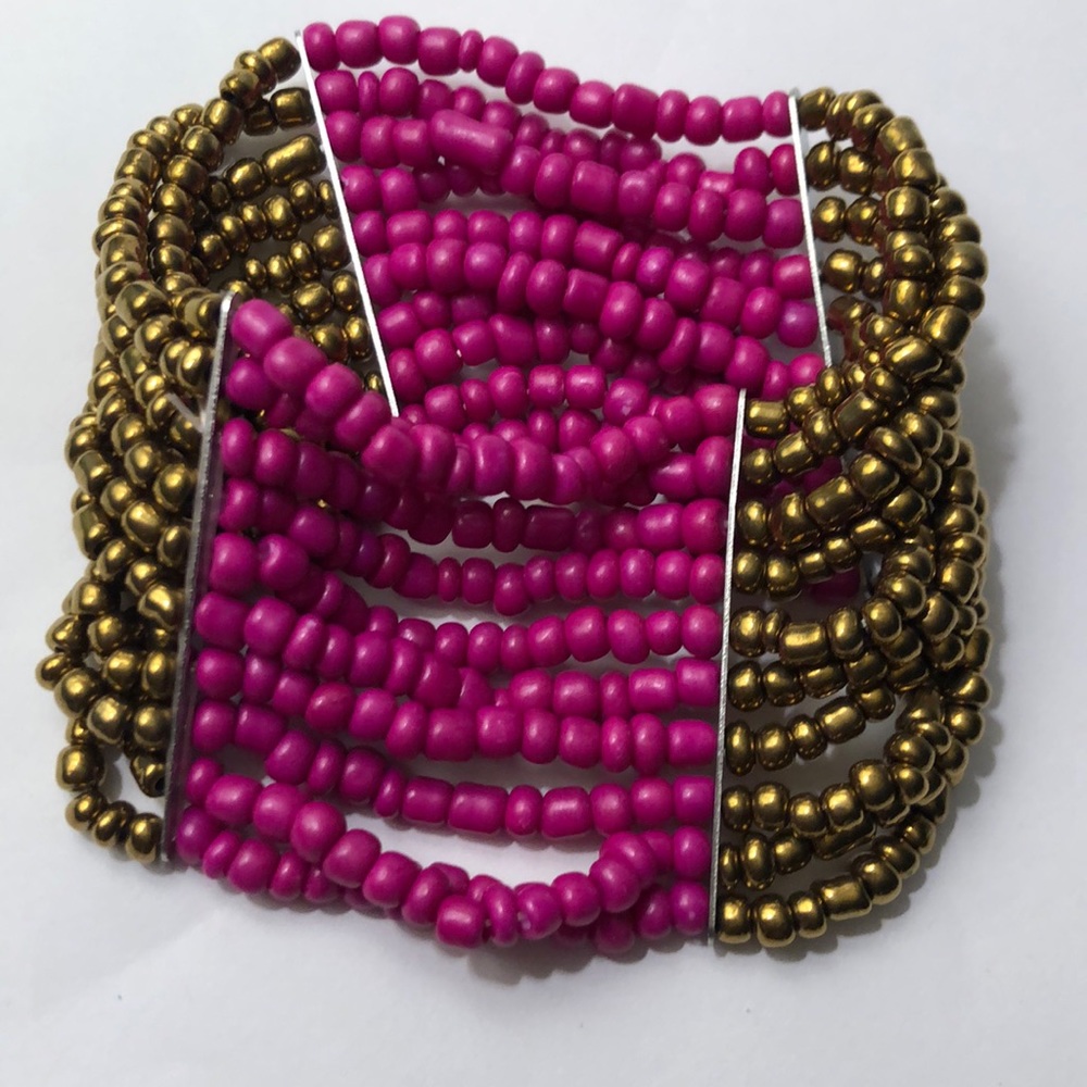 Berry hot pink beach bum stretch layered bracelet